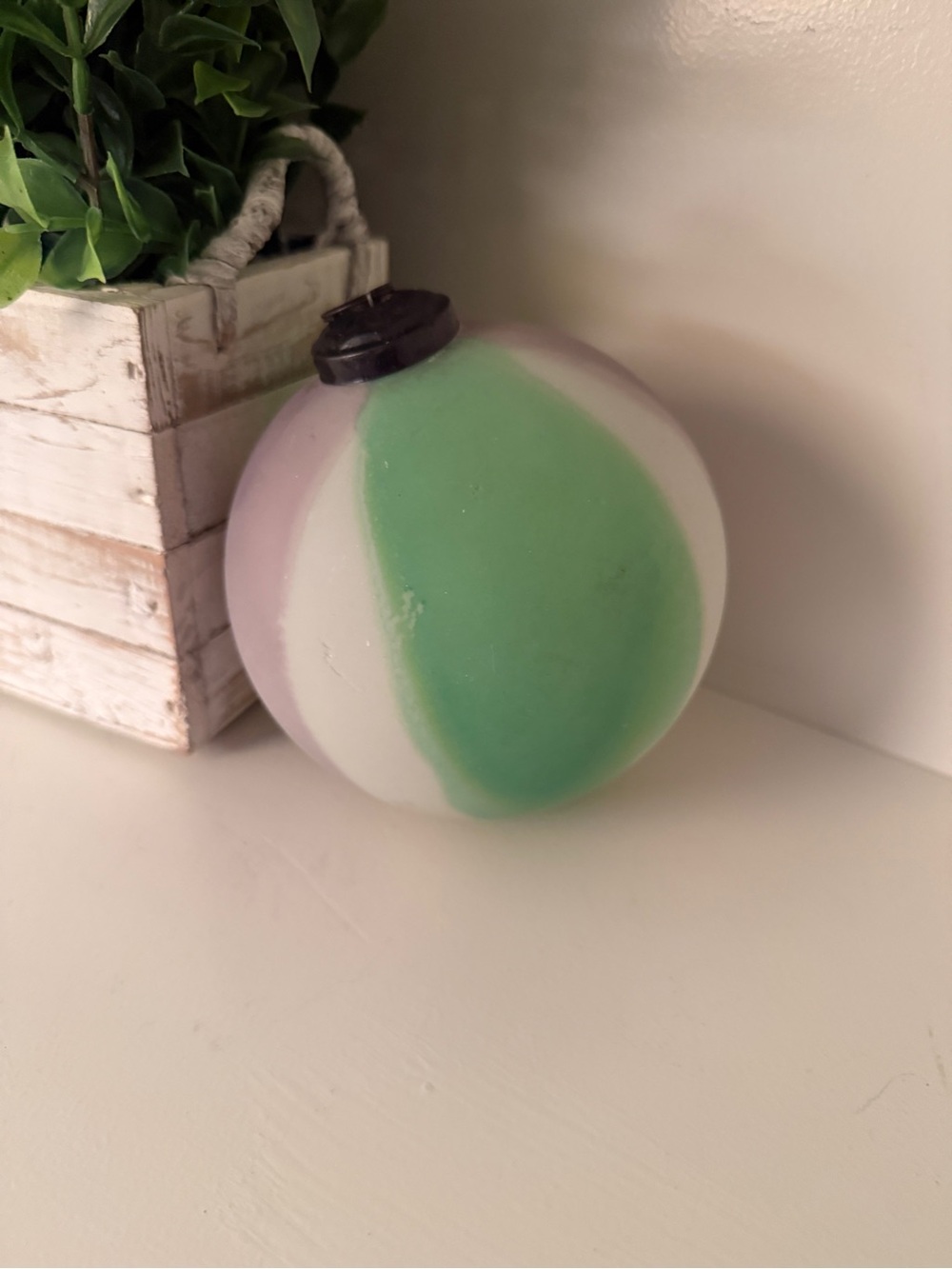 Anthropologie Terrain XL Ball Green
Purple White Glass 4 Inch Ornament